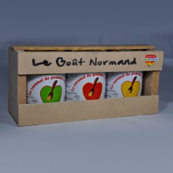 Coffret de 3 pots de 110gr de caramel de pommes dieppois parfum nature, cannelle et  beurre salé.
