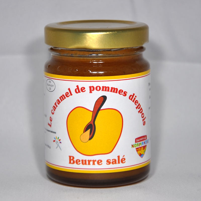 Pot de 110gr de caramel de pommes dieppois parfum  beurre salé.